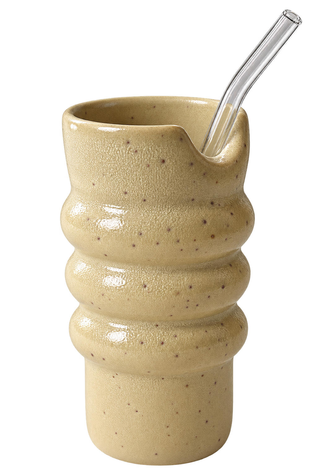 Handmade Ceramic Travel Cup with Glass Straw