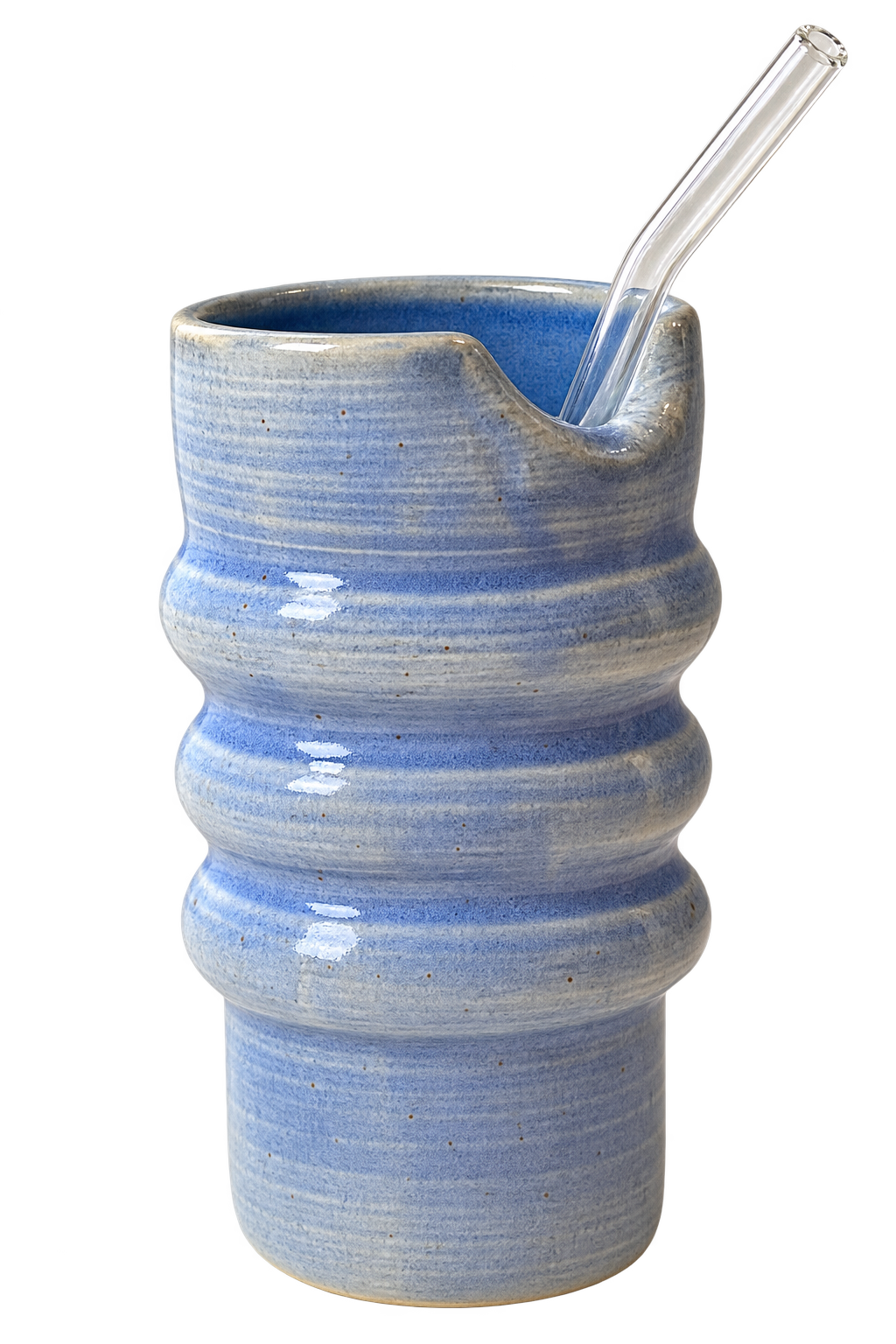 Handmade Ceramic Travel Cup with Glass Straw