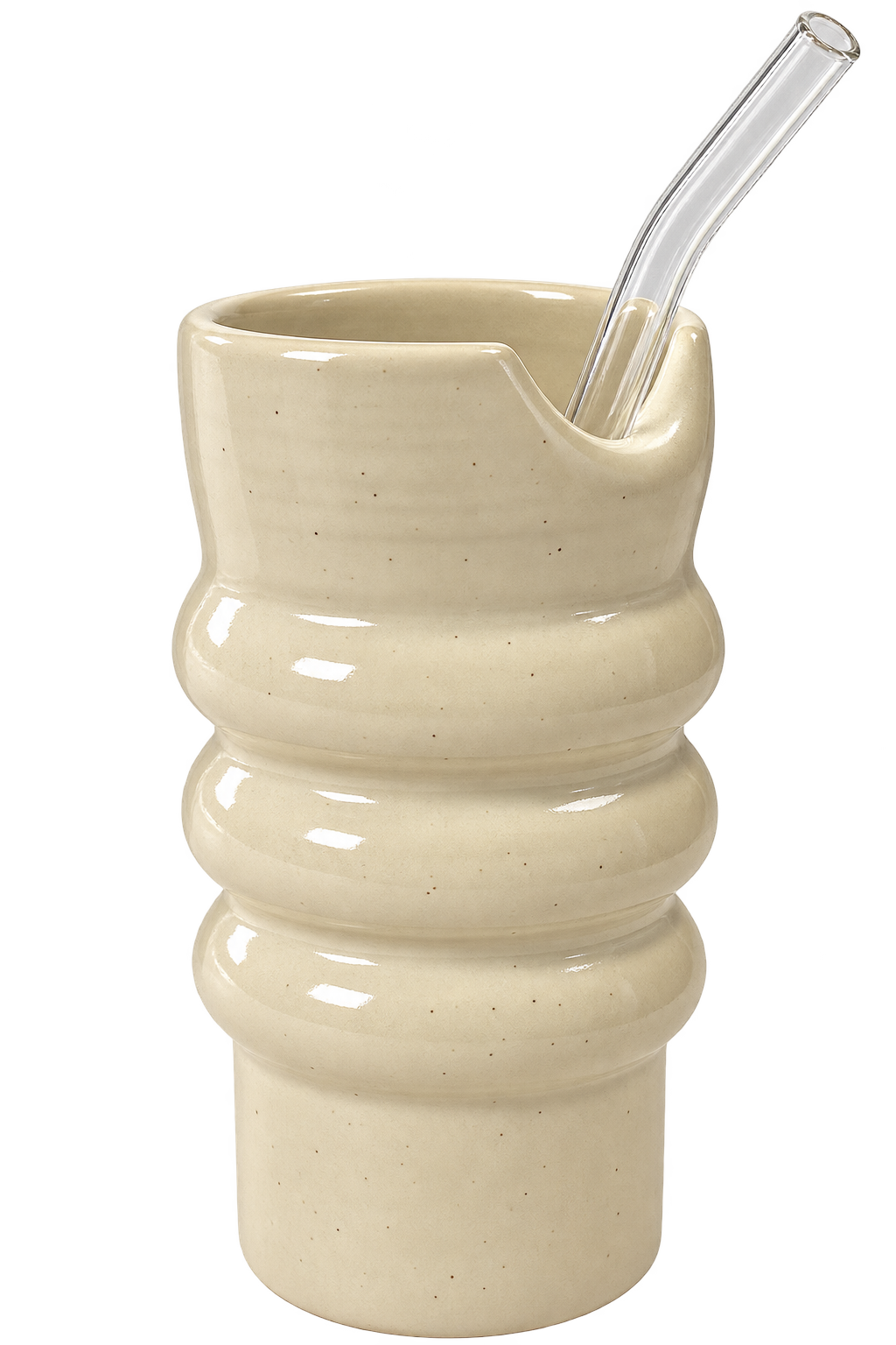 Handmade Ceramic Travel Cup with Glass Straw