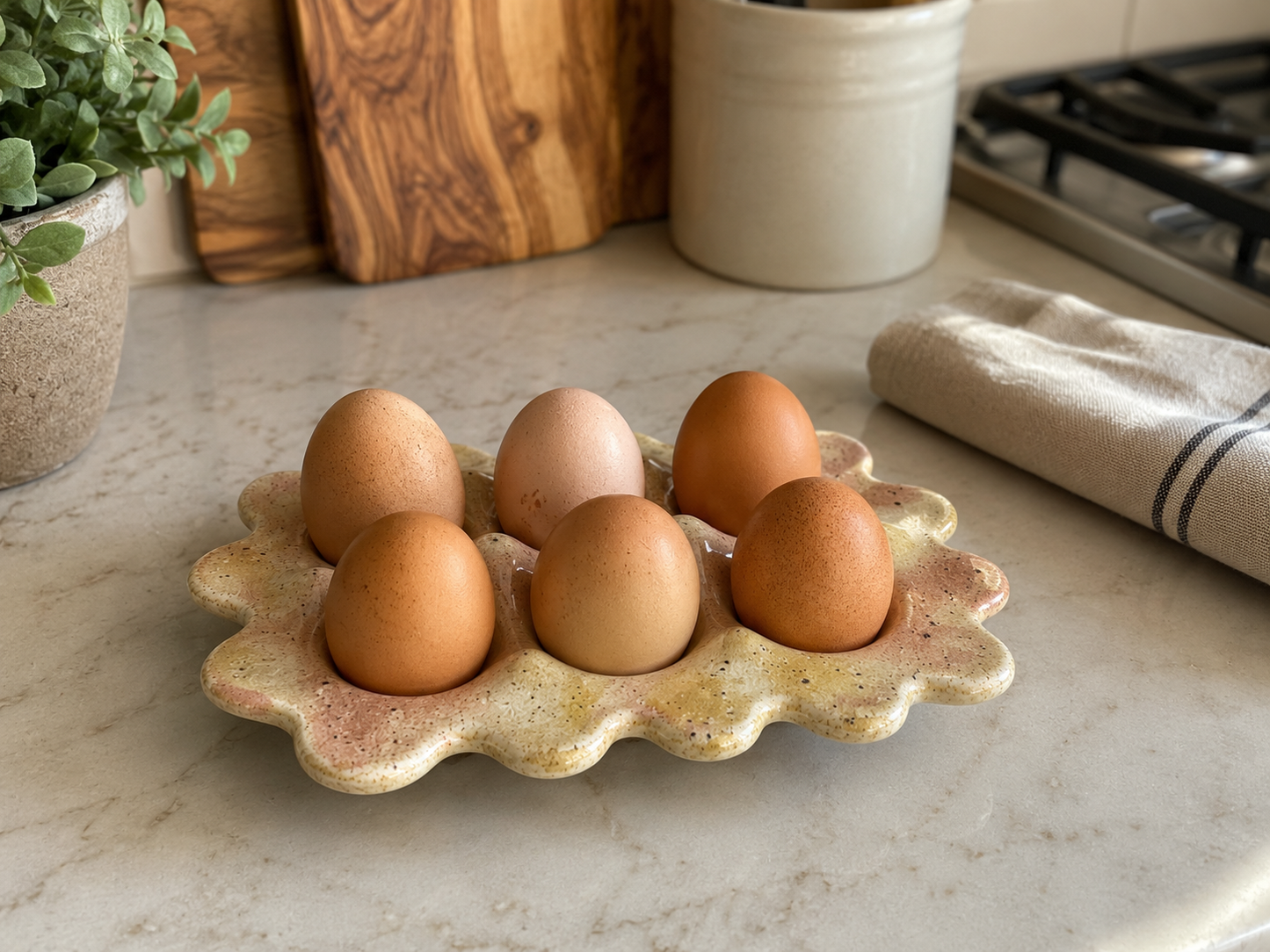 Handmade Ceramic Egg Holder & Multi-Use Tray