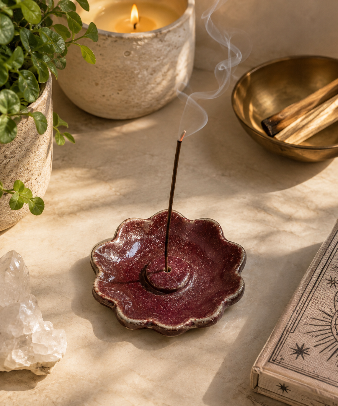 Scalloped Ceramic Incense Holder
