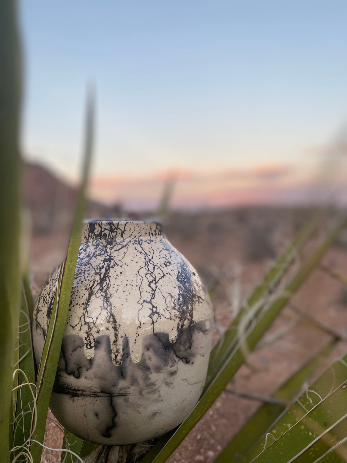 White Crackled Raku Vase