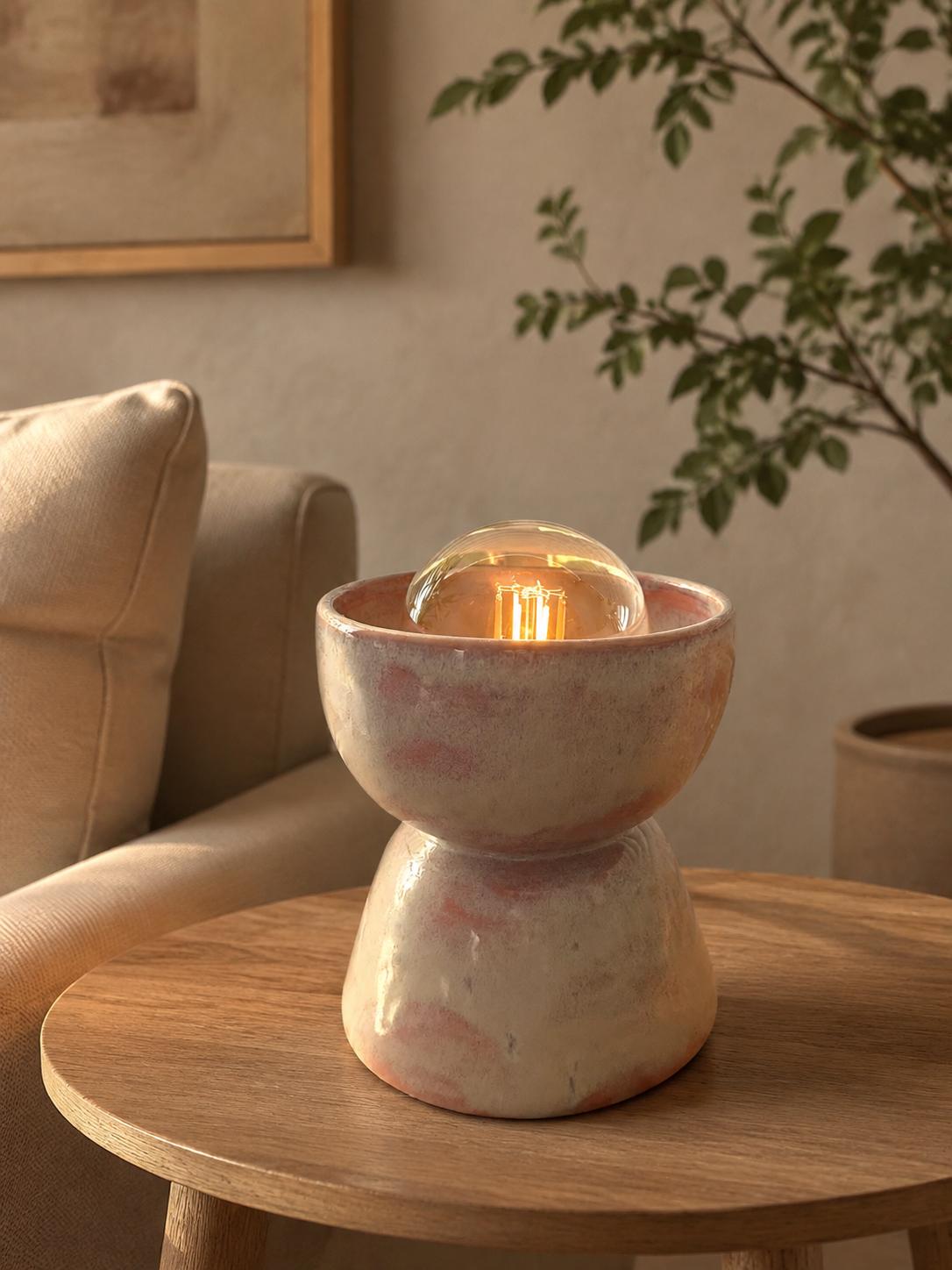 Handmade Sculptural Ceramic Table Lamp – Blush